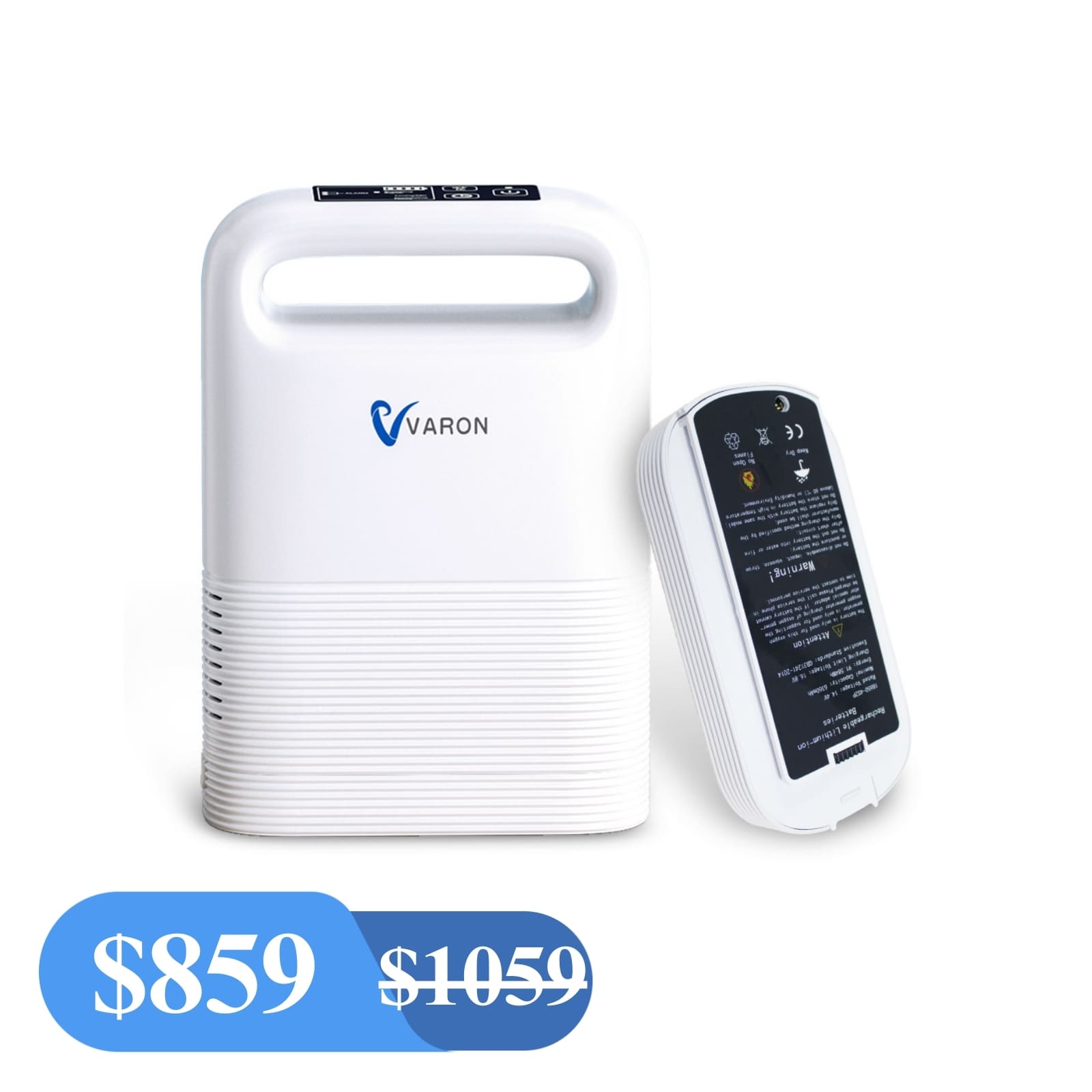 VARON 1-5L/min Pulse Flow Portable Oxygen Concentrator NT-02✨8 Cell/16 Cell Battery