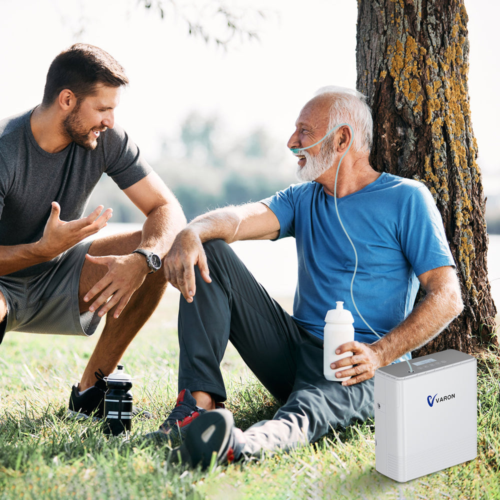 Portable Oxygen Concentrator Varon 1-6L/min Continuous Flow NT-06 93% High Oxygen Purity at 1L/min with External Battery for Outdoor Use