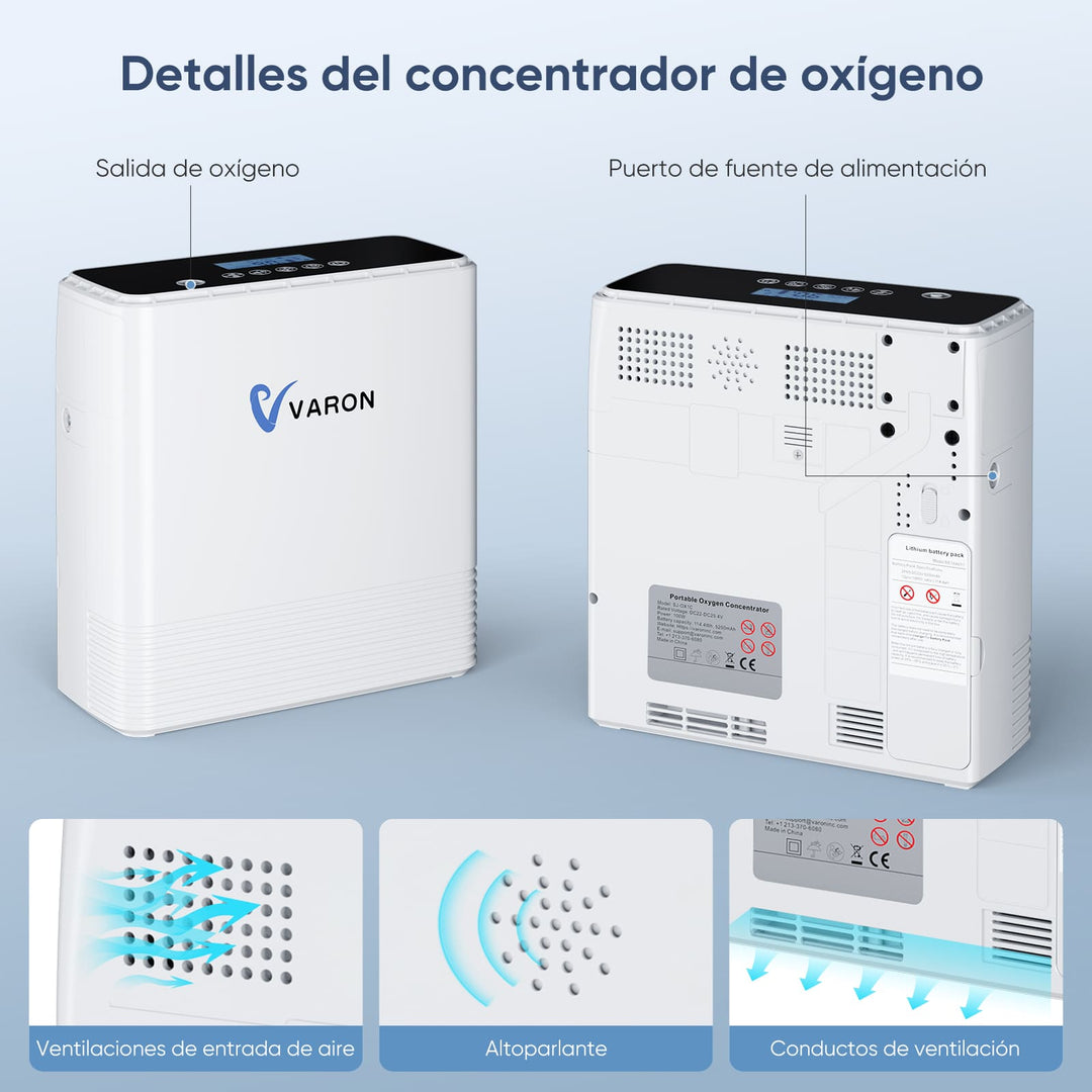 VARON Concentrador de Oxígeno Portátil 1-6L/min NT-06