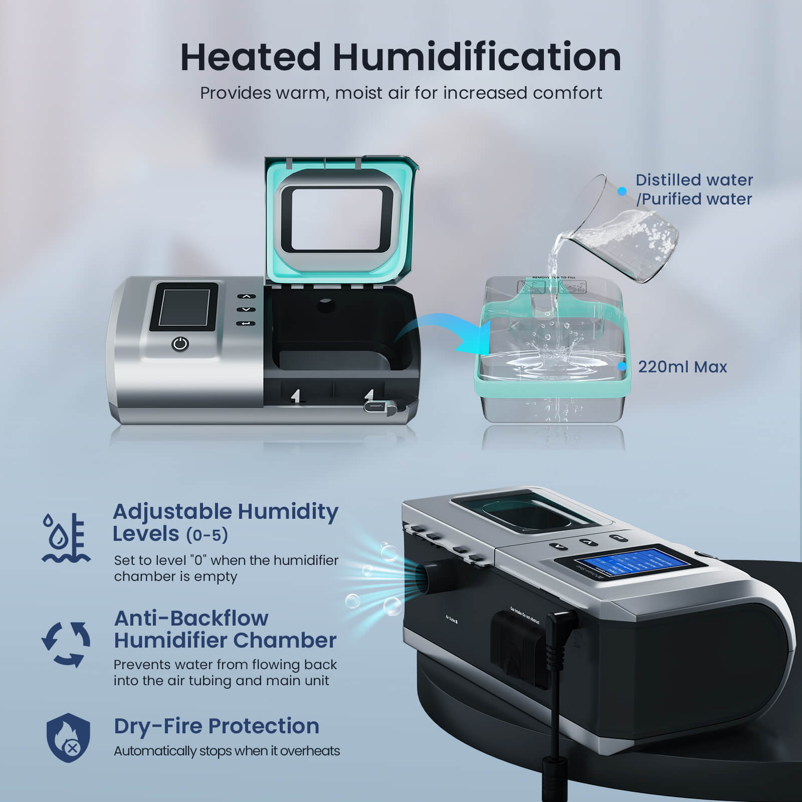 NEW ARRIVAL CPAP Machine DS-6 With Heated Humidifer
