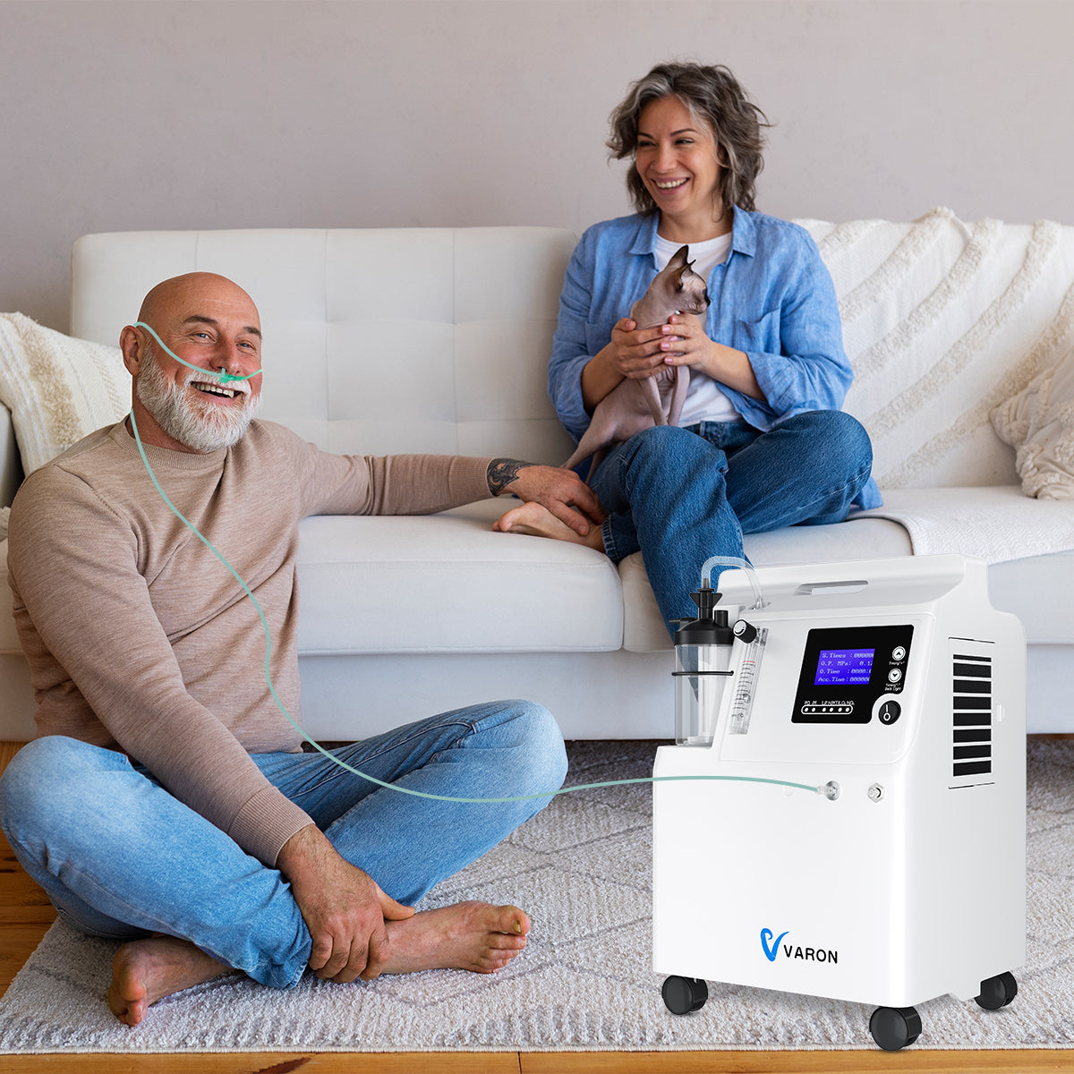 Varon FDA Approved Medical Grade Oxygen Concentrator Low Noise Serene 5L Continuous Flow 0.5-5L/min with Stable 93% O2 Purity