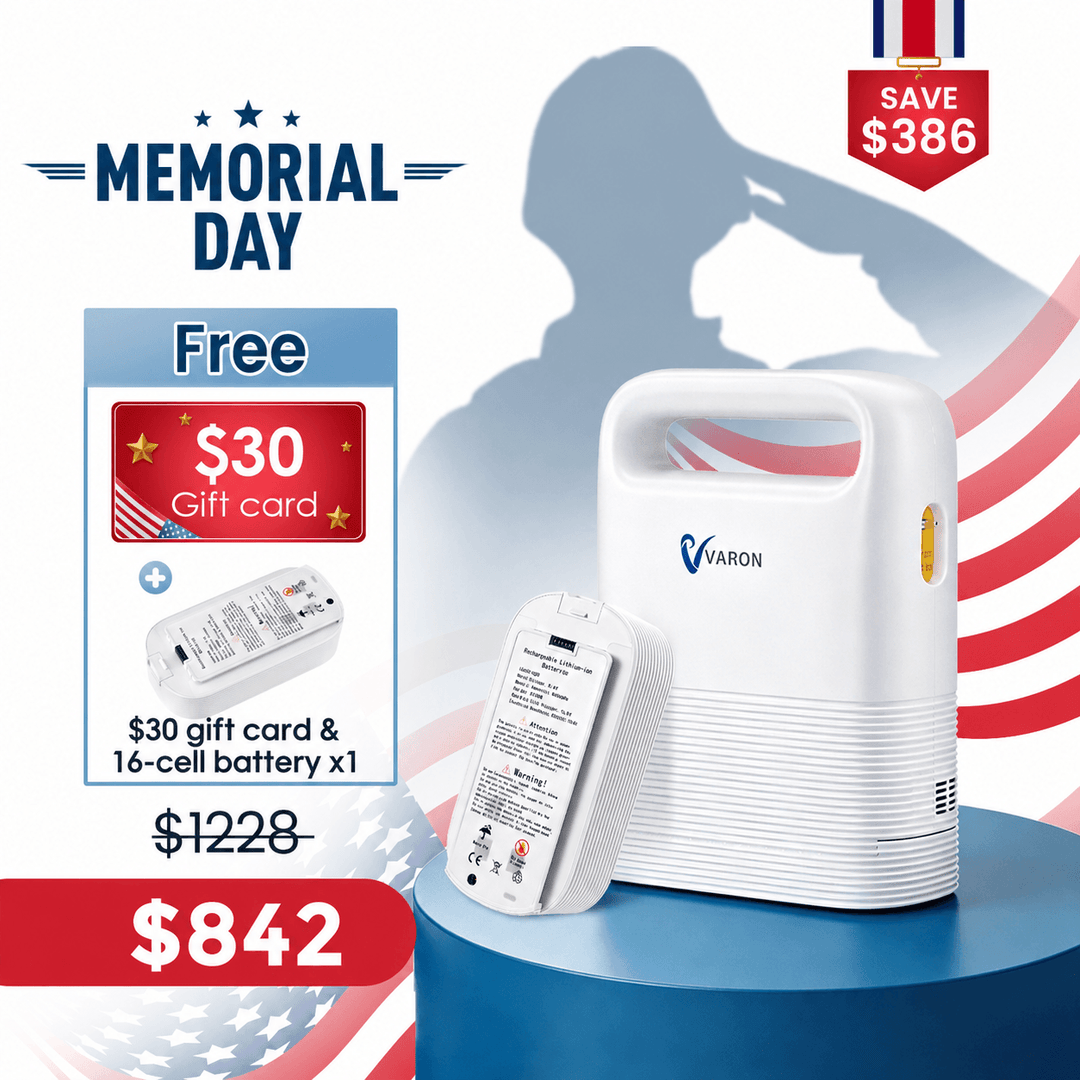 VARON 1-5L/min Pulse Flow Portable Oxygen Concentrator NT-02✨8 Cell/16 Cell Battery