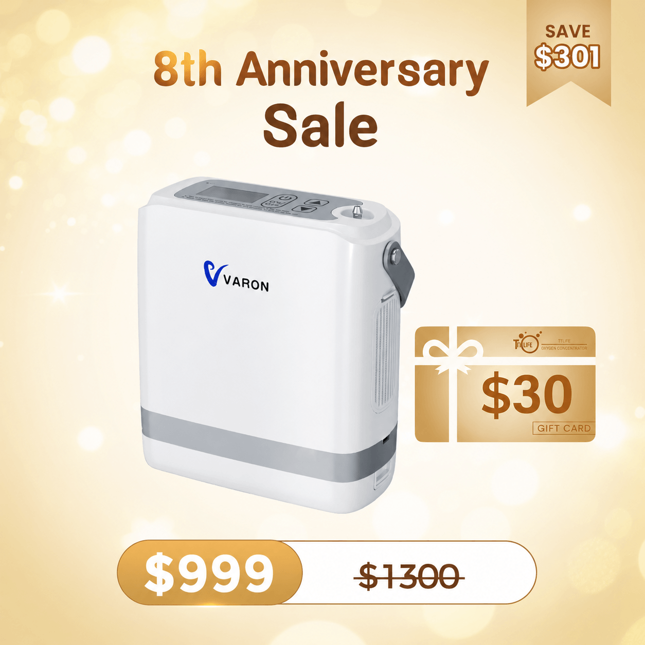 VARON Portable Oxygen Concentrator 1-8 L/min NT-08G