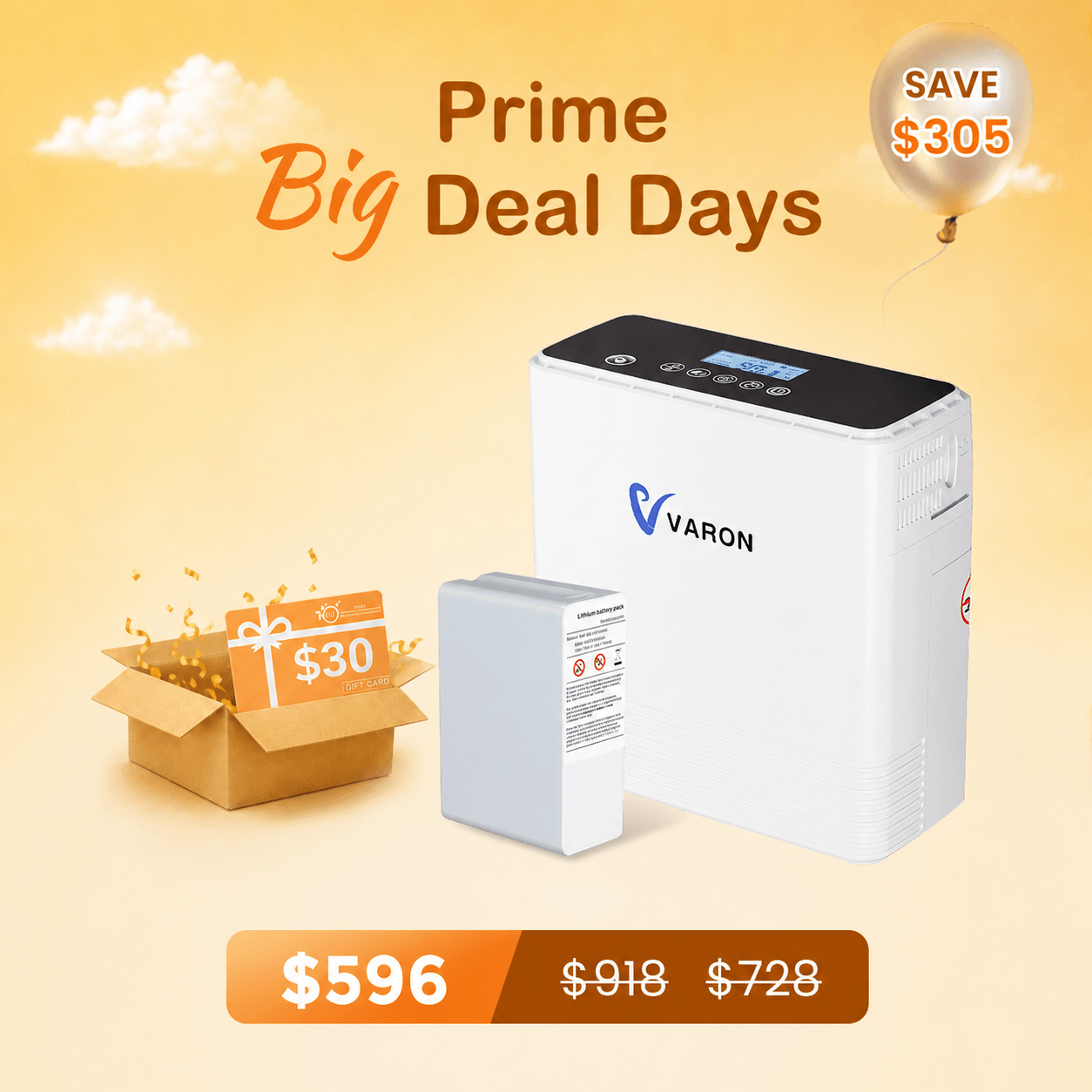 VARON Portable Oxygen Concentrator 1-6L/min NT-06+One Battery Bundle