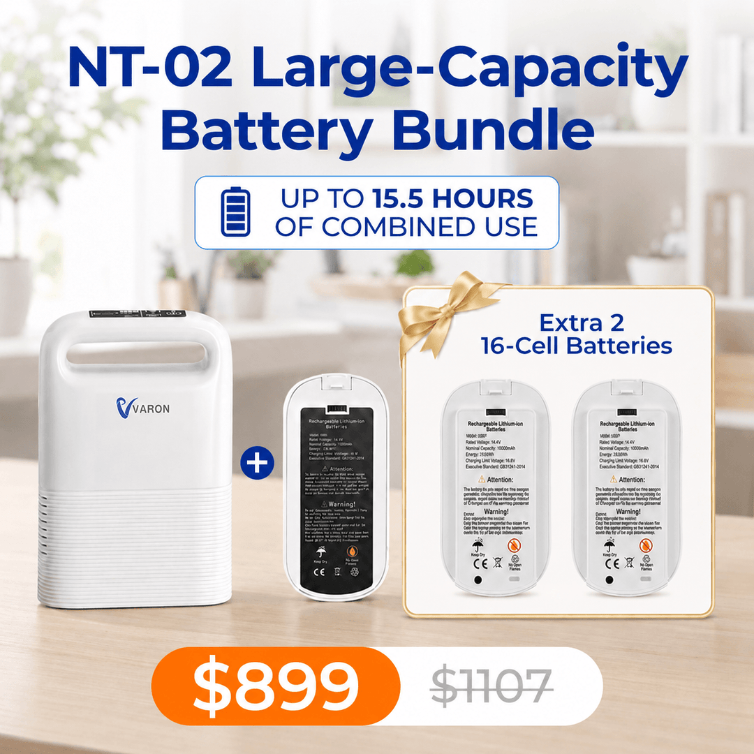VARON NT-02 5L Portable Oxygen Bundle Extend Use Up to 9 Hours