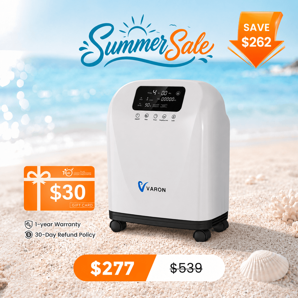 VARON Home Oxygen Concentrator With The Wheels VH-4