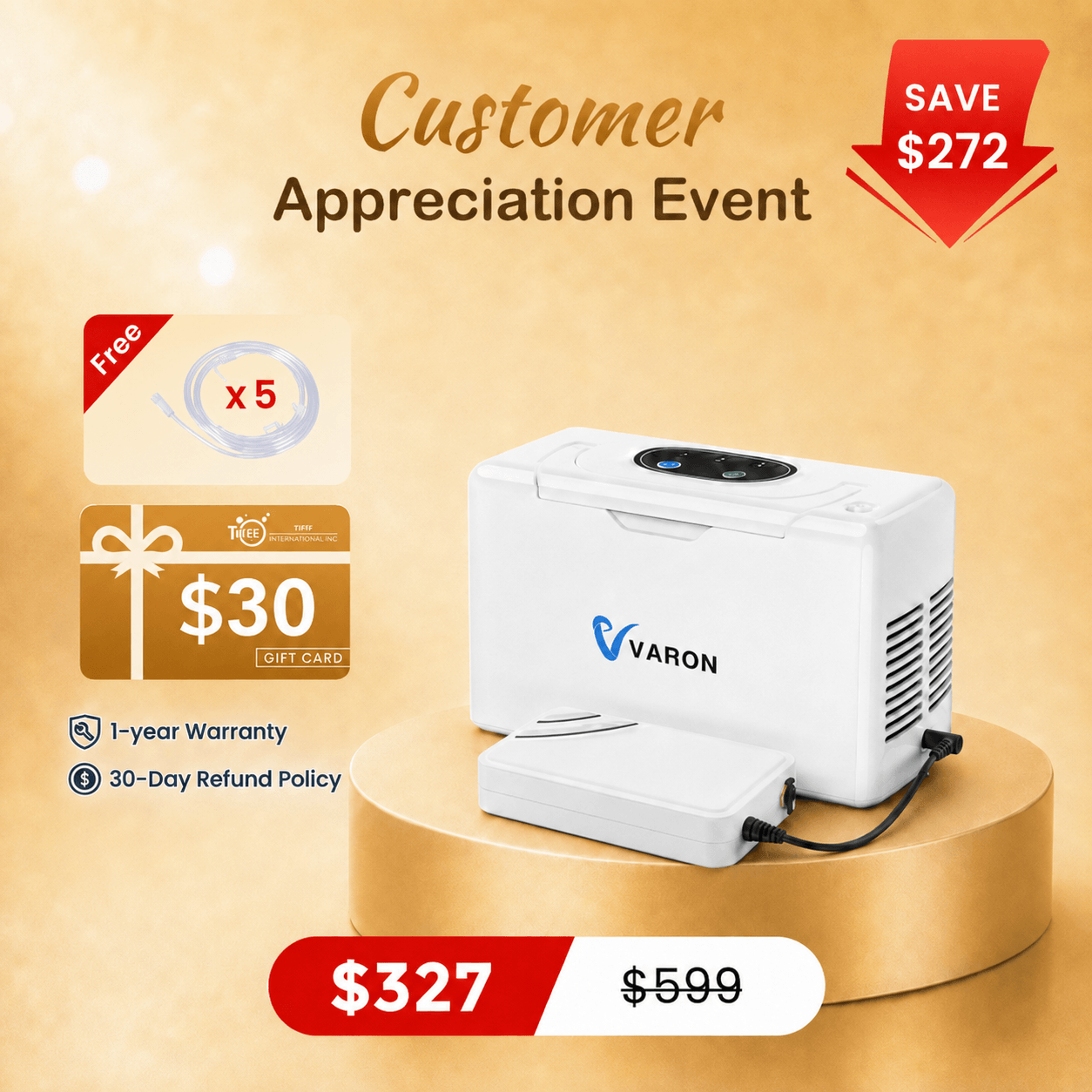 VARON Portable Oxygen Concentrator 3L/min NT-05