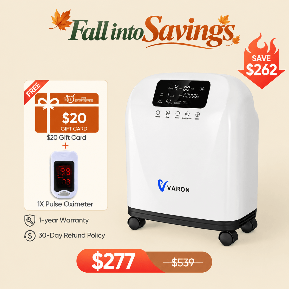 VARON Home Oxygen Concentrator With The Wheels VH-4