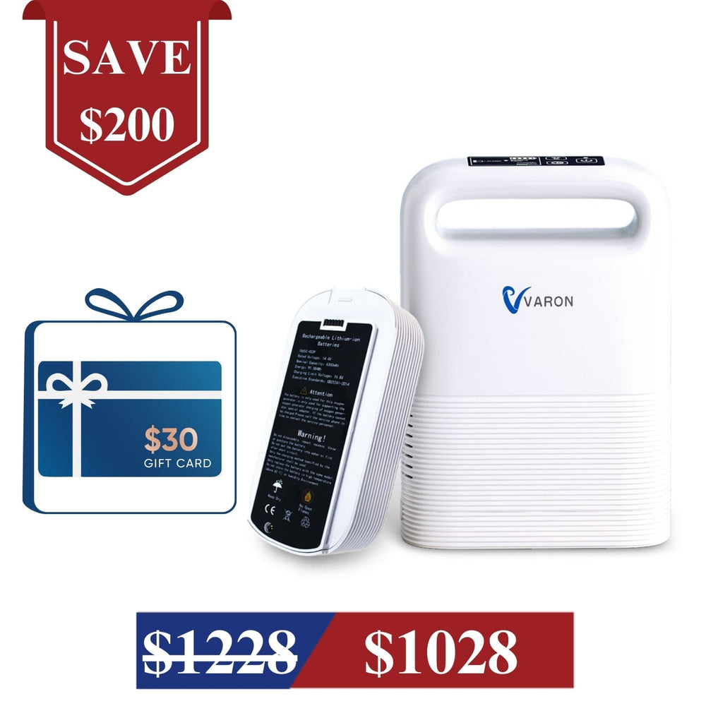 VARON 1-5L/min Pulse Flow Portable Oxygen Concentrator NT-02✨8 Cell/16 Cell Battery