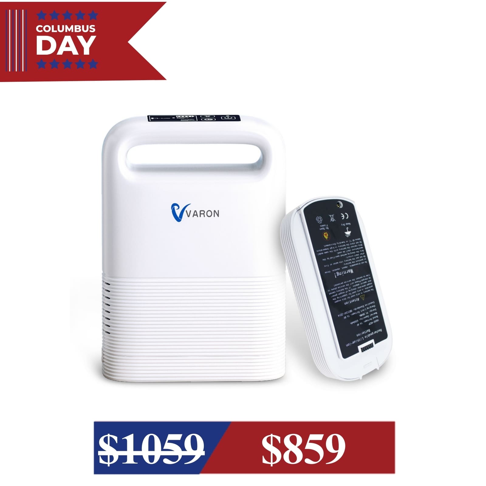 VARON 1-5L/min Pulse Flow Portable Oxygen Concentrator NT-02✨8 Cell/16 Cell Battery