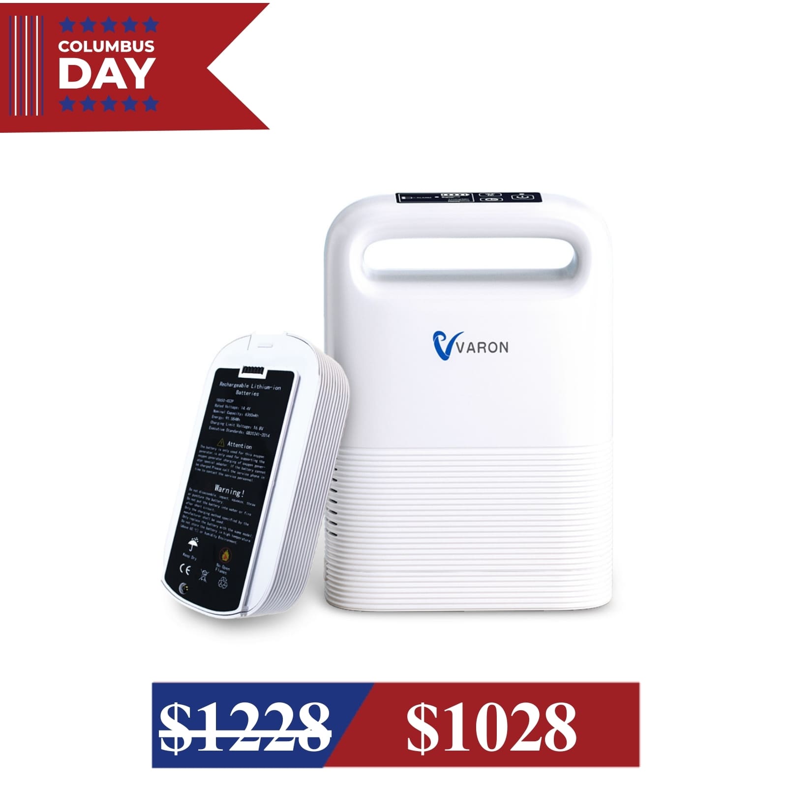 VARON 1-5L/min Pulse Flow Portable Oxygen Concentrator NT-02✨8 Cell/16 Cell Battery