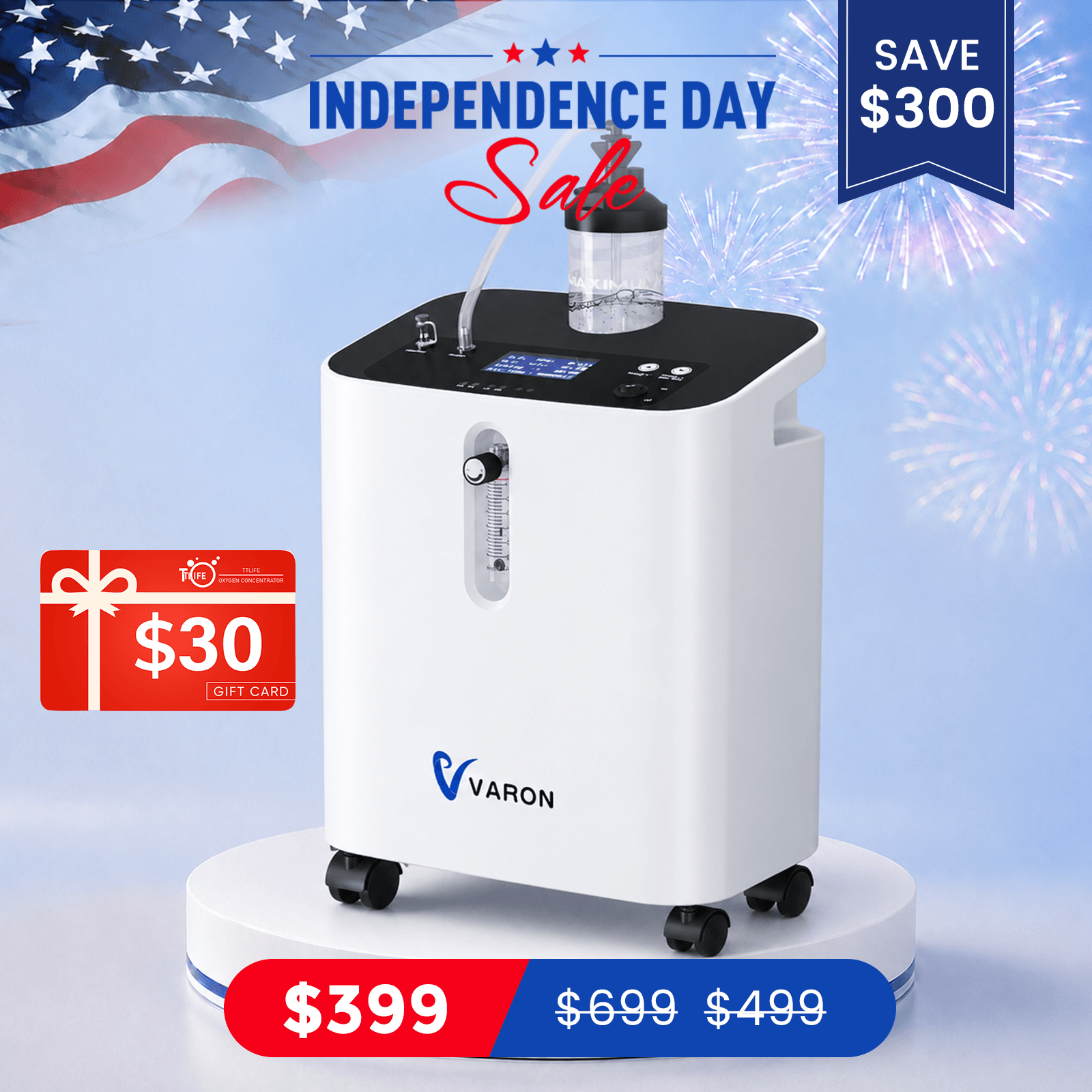 VARON Home Oxygen Concentrator With the Wheels Serene 3