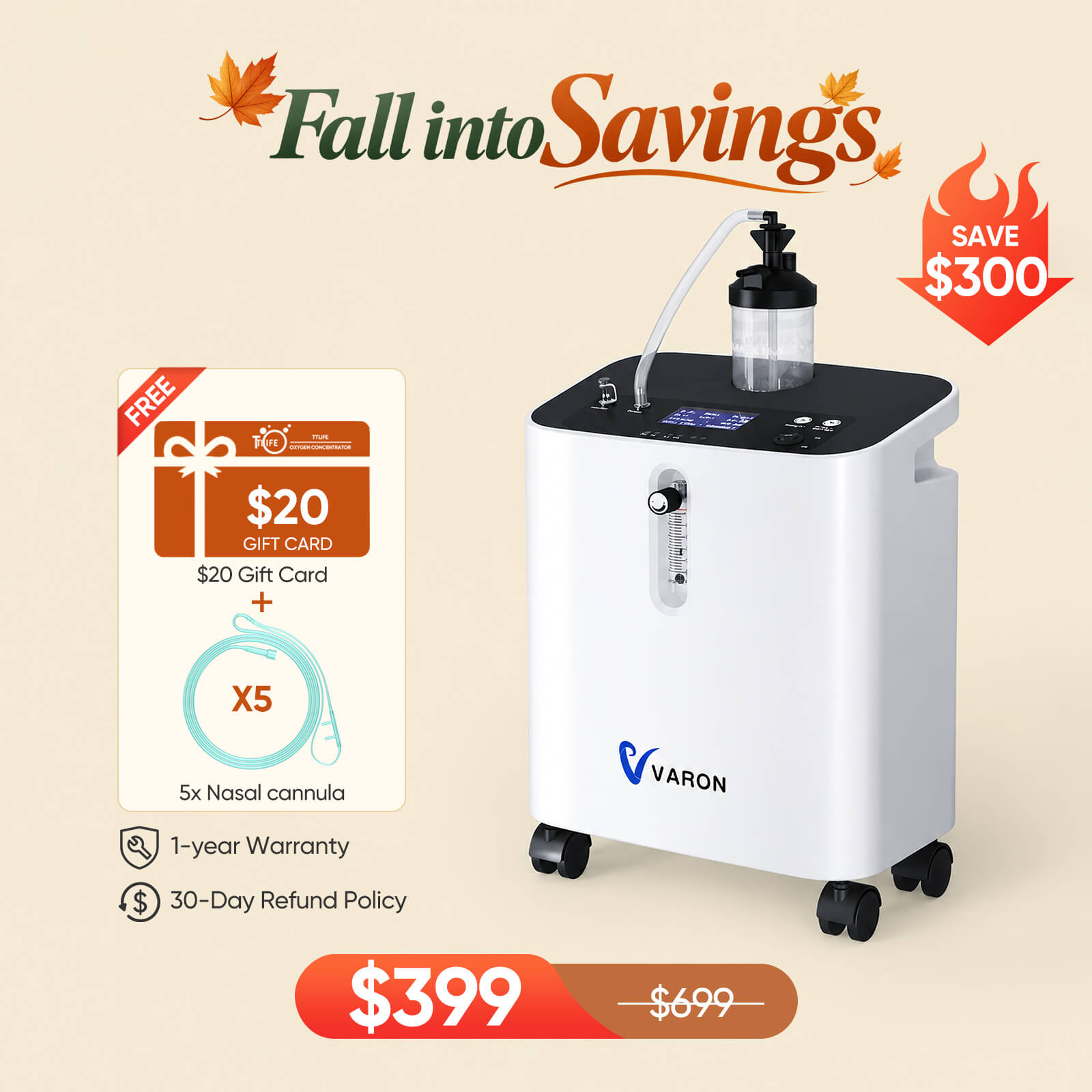 VARON Home Oxygen Concentrator With the Wheels Serene 3