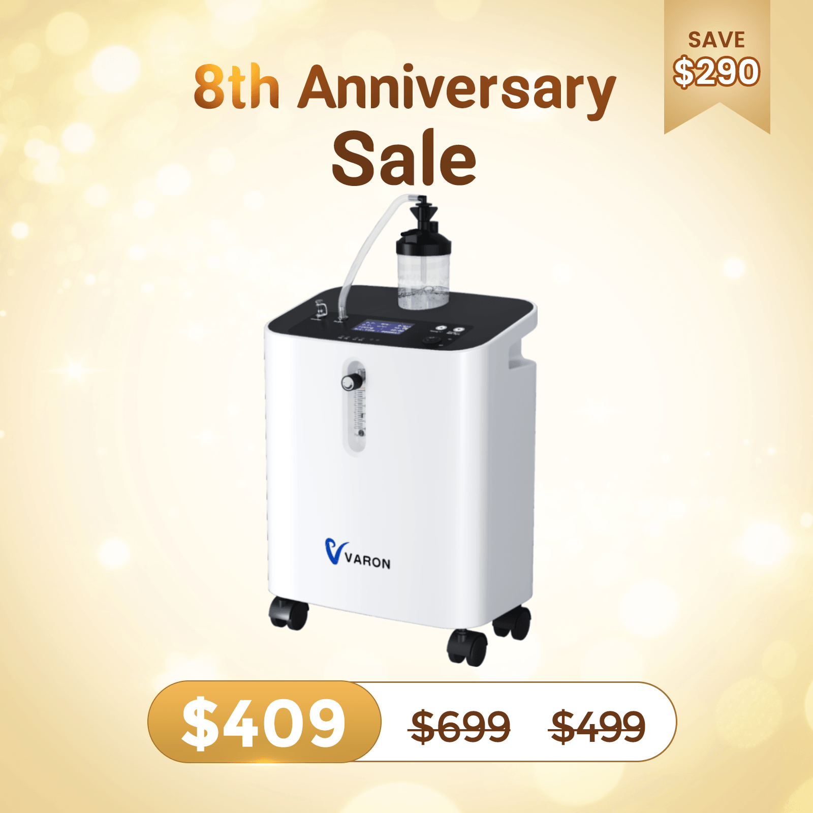 VARON Home Oxygen Concentrator With the Wheels Serene 3