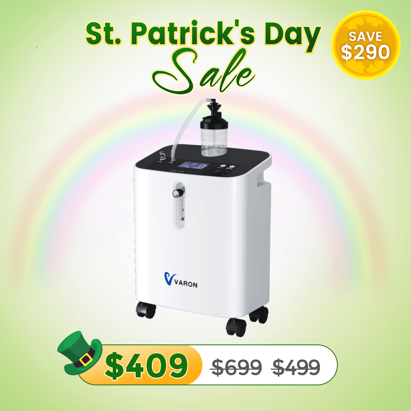 VARON Home Oxygen Concentrator With the Wheels Serene 3