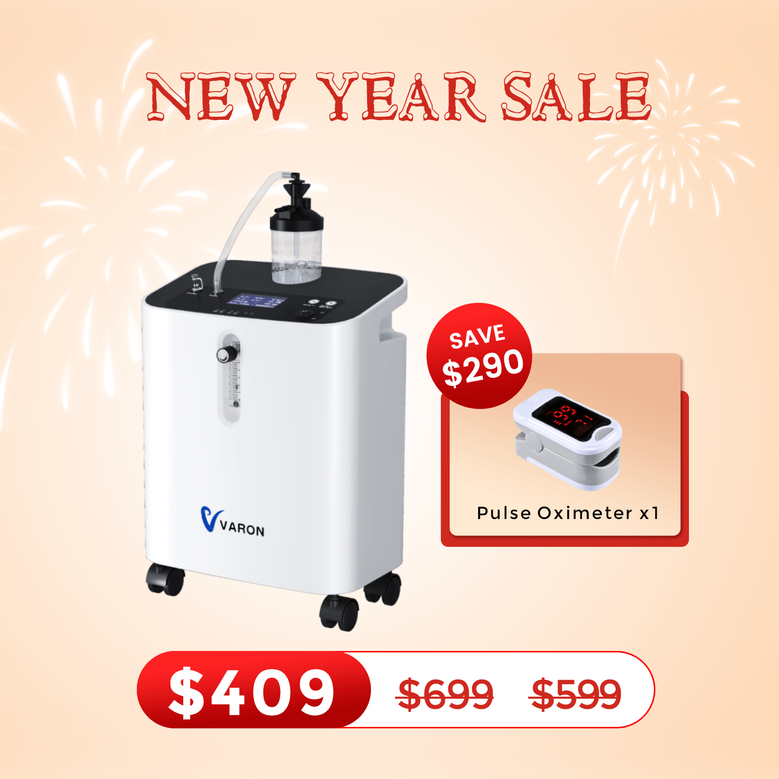 VARON Home Oxygen Concentrator With the Wheels Serene 3