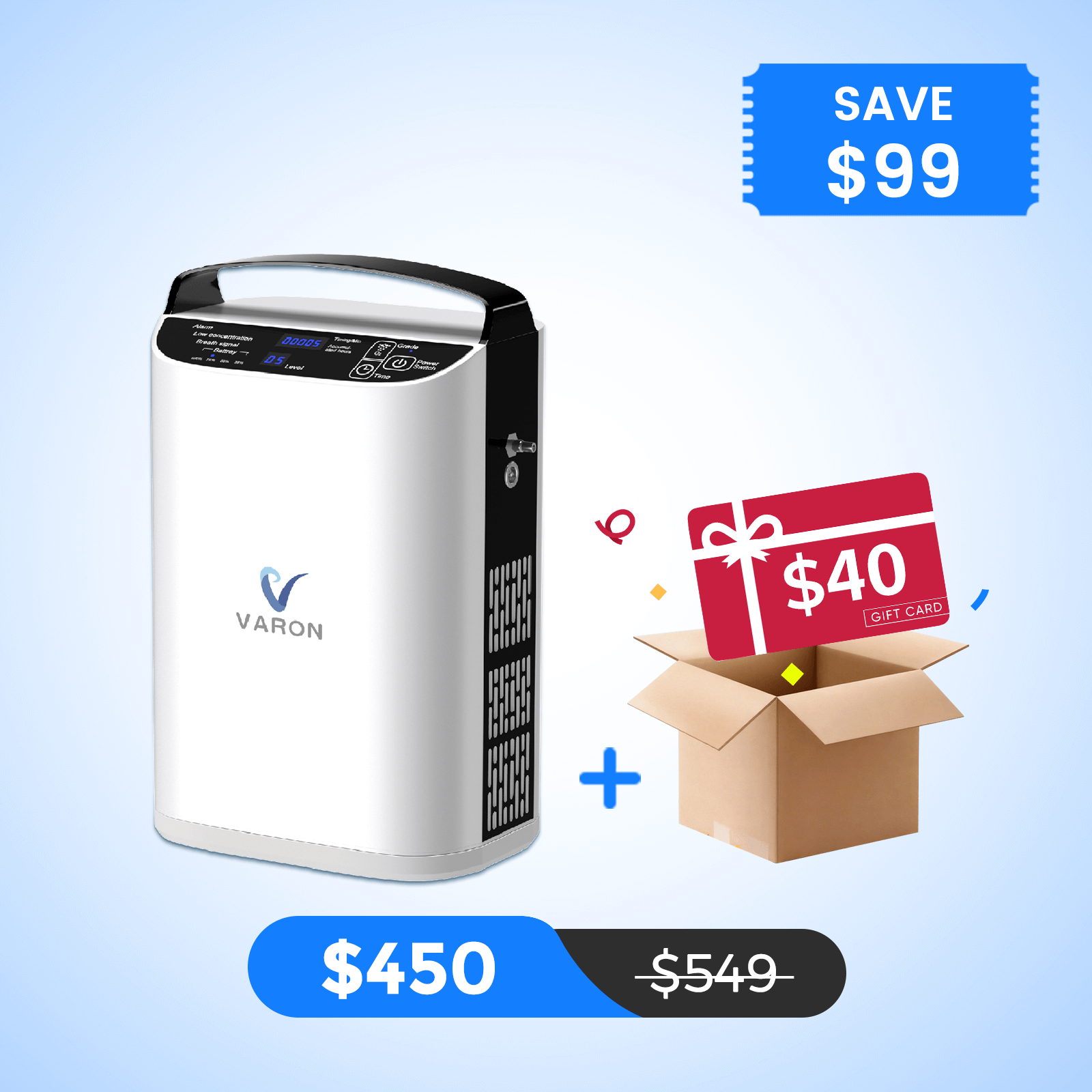 VARON 5L/min Pulse Flow Portable Oxygen Concentrator NT-01