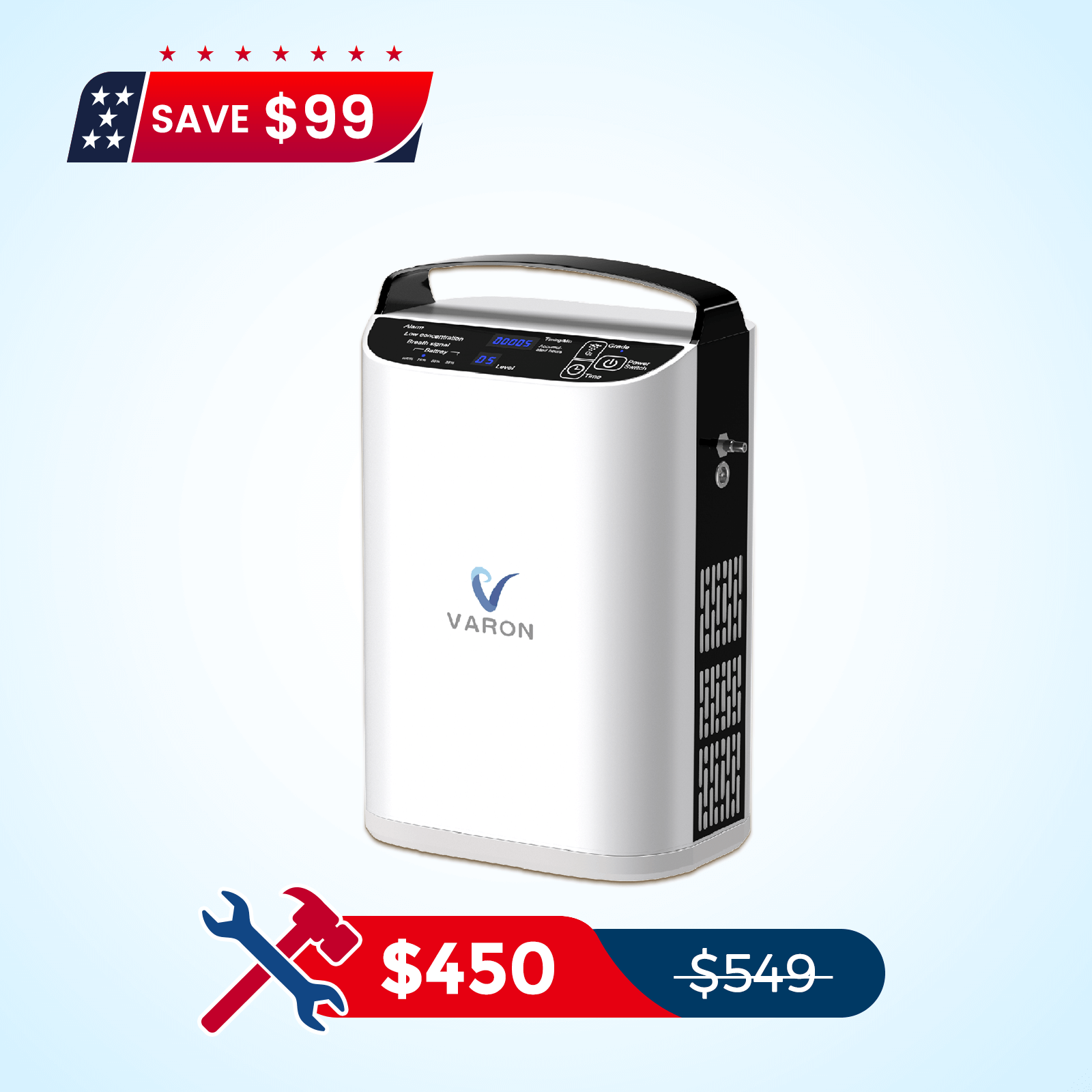 VARON 5L/min Pulse Flow Portable Oxygen Concentrator NT-01