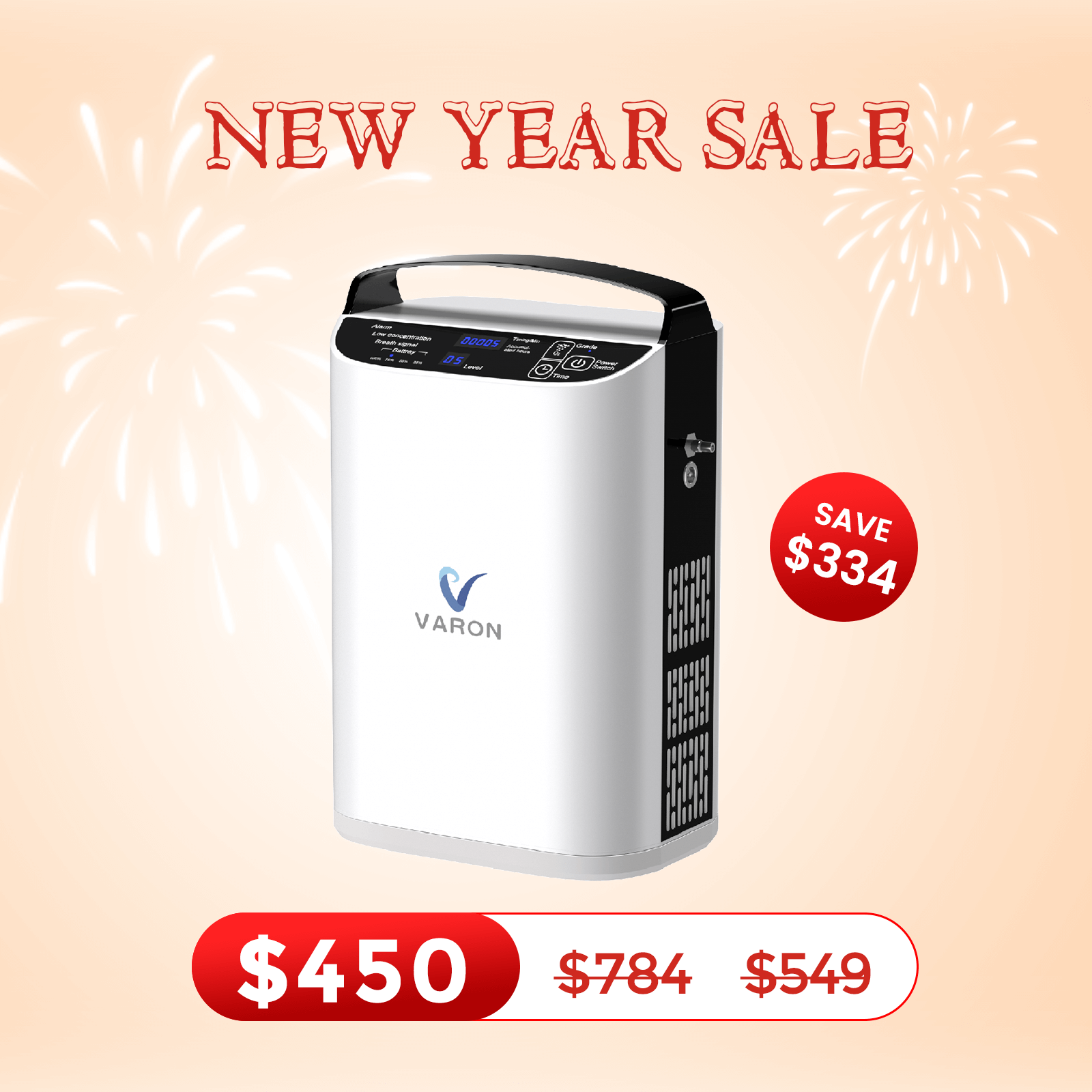 VARON 5L/min Pulse Flow Portable Oxygen Concentrator NT-01