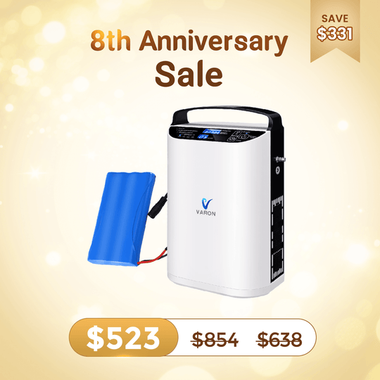 VARON 5L/min Pulse Flow Portable Oxygen Concentrator NT-01+One 8 Cell Battery