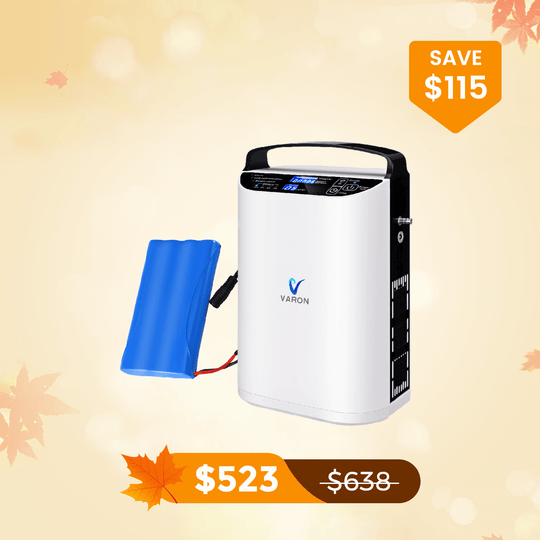 VARON 5L/min Pulse Flow Portable Oxygen Concentrator NT-01+One 8 Cell Battery