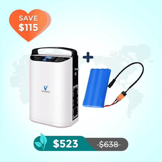 VARON 5L/min Pulse Flow Portable Oxygen Concentrator NT-01+One 8 Cell Battery