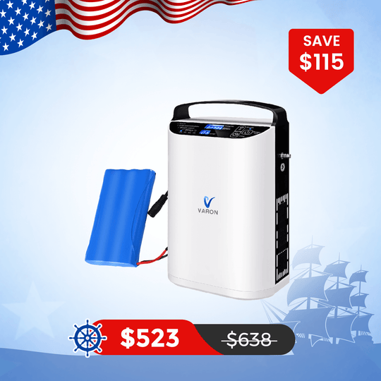 VARON 5L/min Pulse Flow Portable Oxygen Concentrator NT-01+One 8 Cell Battery