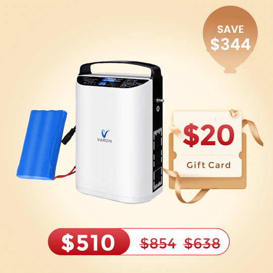 VARON 5L/min Pulse Flow Portable Oxygen Concentrator NT-01+One 8 Cell Battery
