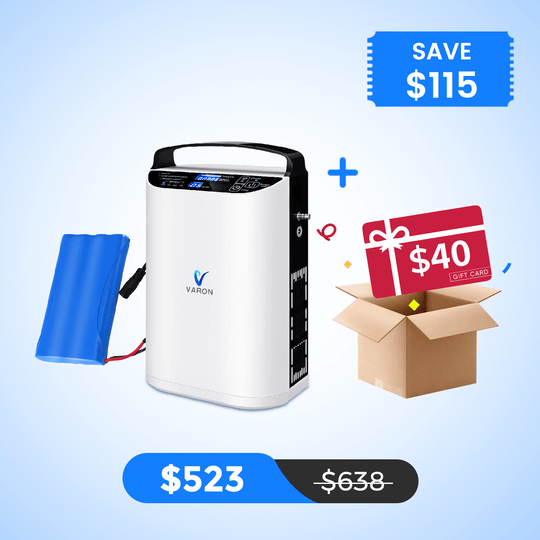 VARON 5L/min Pulse Flow Portable Oxygen Concentrator NT-01+One 8 Cell Battery