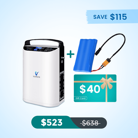 VARON 5L/min Pulse Flow Portable Oxygen Concentrator NT-01+One 8 Cell Battery