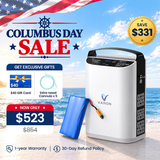 VARON 5L/min Pulse Flow Portable Oxygen Concentrator NT-01+One 8 Cell Battery