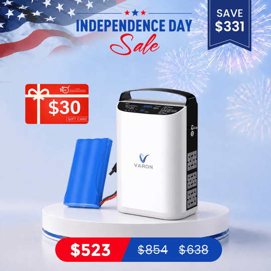 VARON 5L/min Pulse Flow Portable Oxygen Concentrator NT-01+One 8 Cell Battery