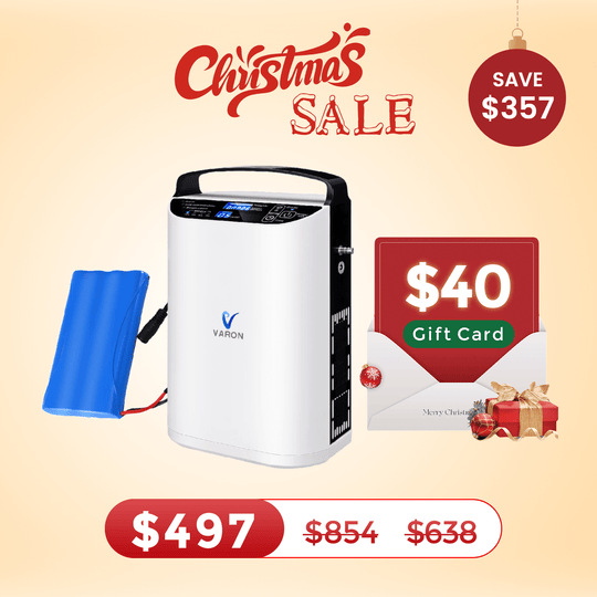 VARON 5L/min Pulse Flow Portable Oxygen Concentrator NT-01+One 8 Cell Battery