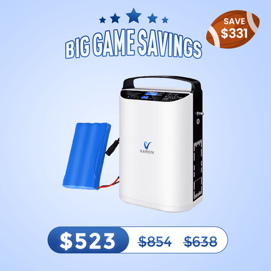 VARON 5L/min Pulse Flow Portable Oxygen Concentrator NT-01+One 8 Cell Battery