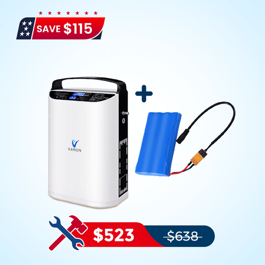 VARON 5L/min Pulse Flow Portable Oxygen Concentrator NT-01+One 8 Cell Battery
