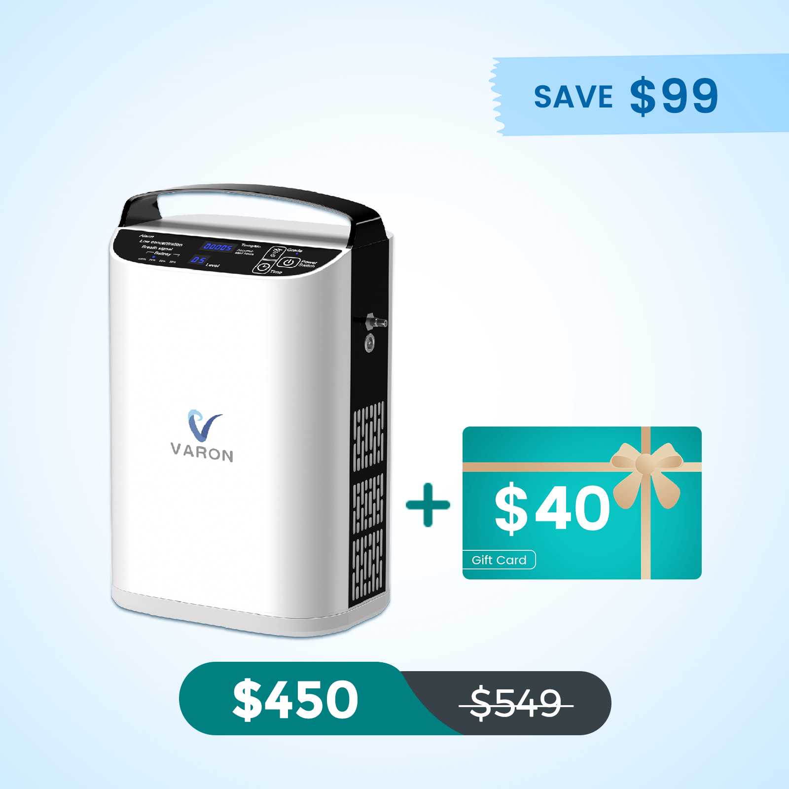 VARON 5L/min Pulse Flow Portable Oxygen Concentrator NT-01
