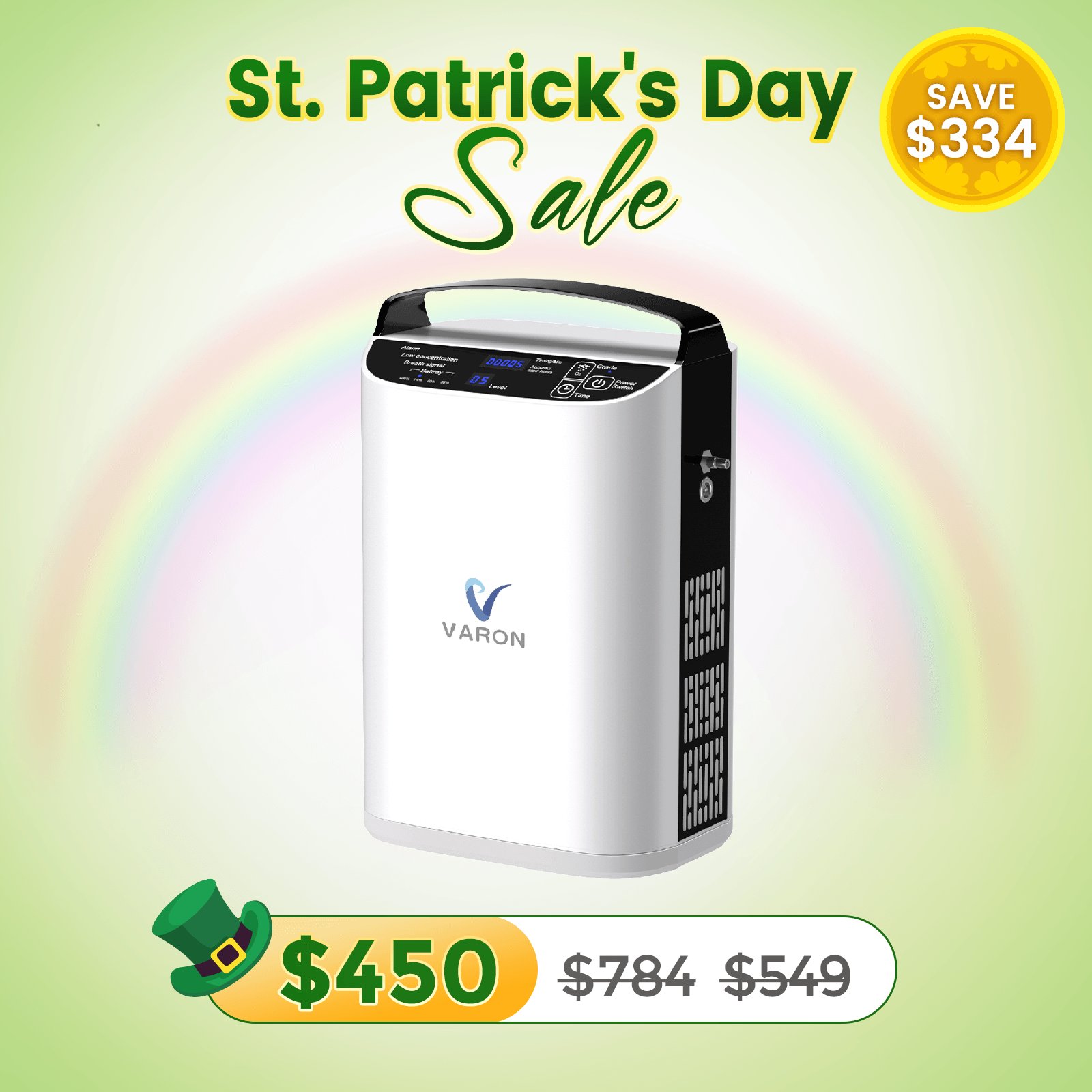 VARON 5L/min Pulse Flow Portable Oxygen Concentrator NT-01