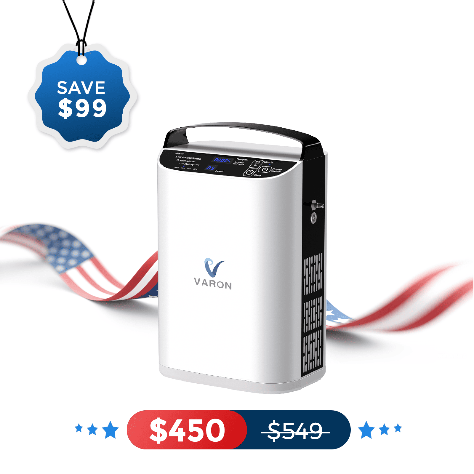 VARON 5L/min Pulse Flow Portable Oxygen Concentrator NT-01