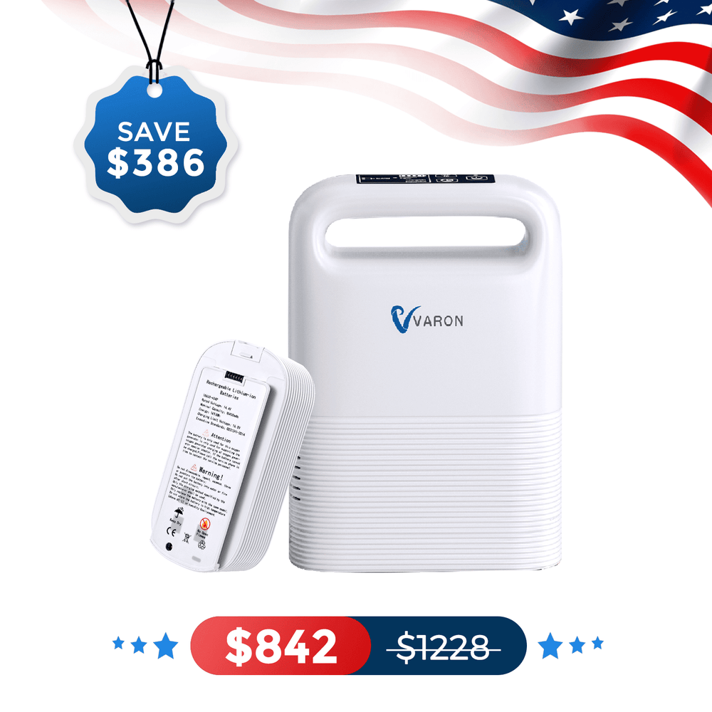 VARON 1-5L/min Pulse Flow Portable Oxygen Concentrator NT-02✨8 Cell/16 Cell Battery