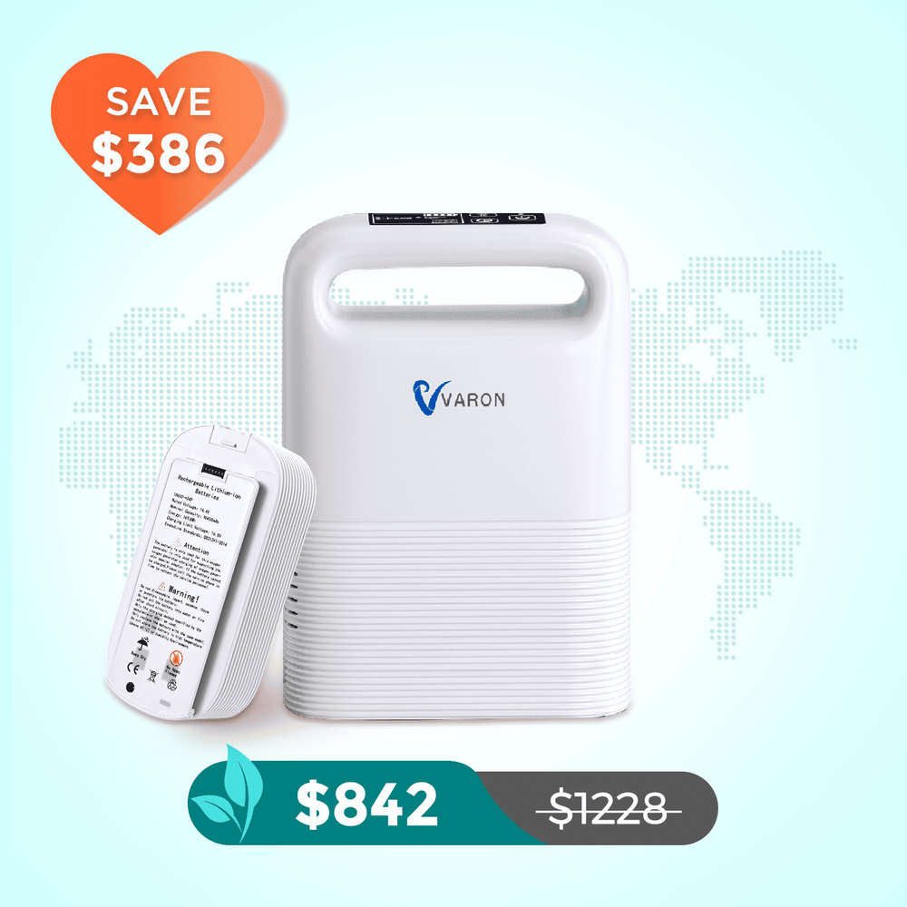 VARON 1-5L/min Pulse Flow Portable Oxygen Concentrator NT-02✨8 Cell/16 Cell Battery