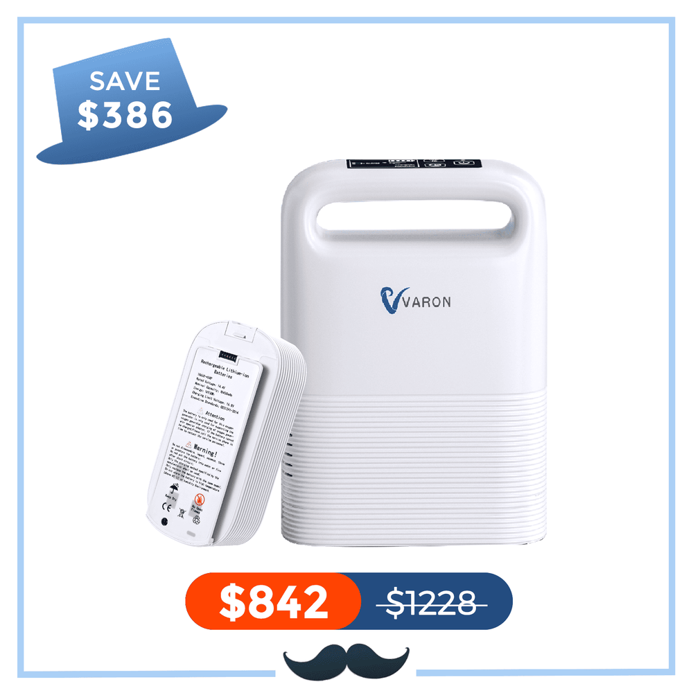VARON 1-5L/min Pulse Flow Portable Oxygen Concentrator NT-02✨8 Cell/16 Cell Battery