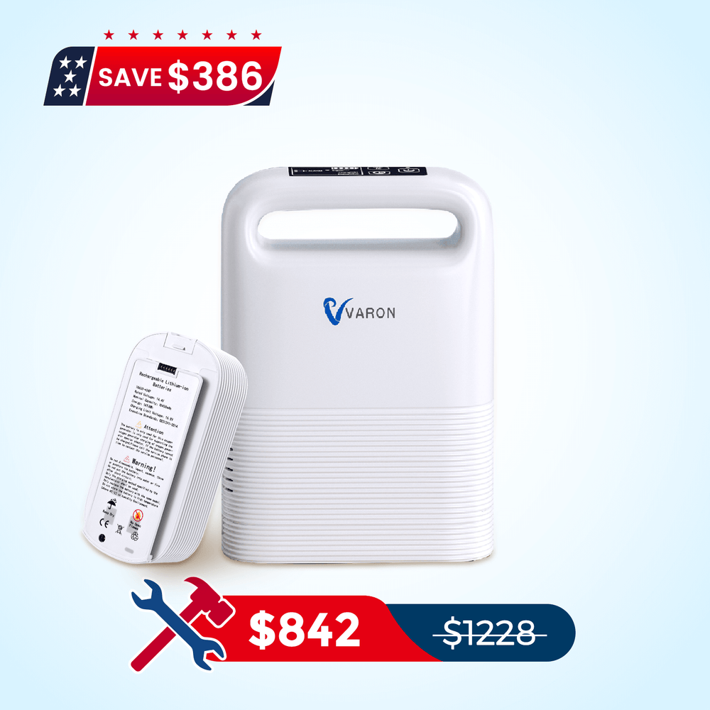 VARON 1-5L/min Pulse Flow Portable Oxygen Concentrator NT-02✨8 Cell/16 Cell Battery