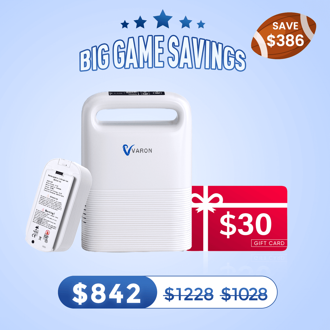 VARON 1-5L/min Pulse Flow Portable Oxygen Concentrator NT-02✨8 Cell/16 Cell Battery