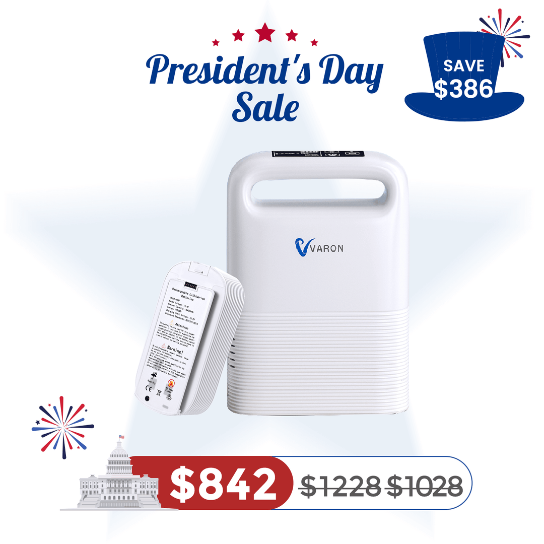 VARON 1-5L/min Pulse Flow Portable Oxygen Concentrator NT-02✨8 Cell/16 Cell Battery