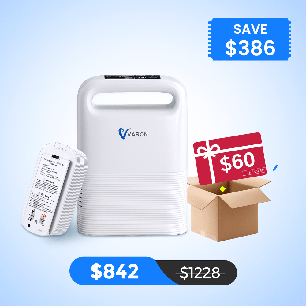 VARON 1-5L/min Pulse Flow Portable Oxygen Concentrator NT-02✨8 Cell/16 Cell Battery