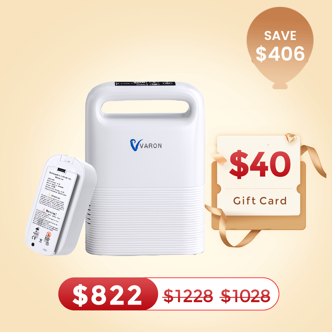 VARON 1-5L/min Pulse Flow Portable Oxygen Concentrator NT-02✨8 Cell/16 Cell Battery