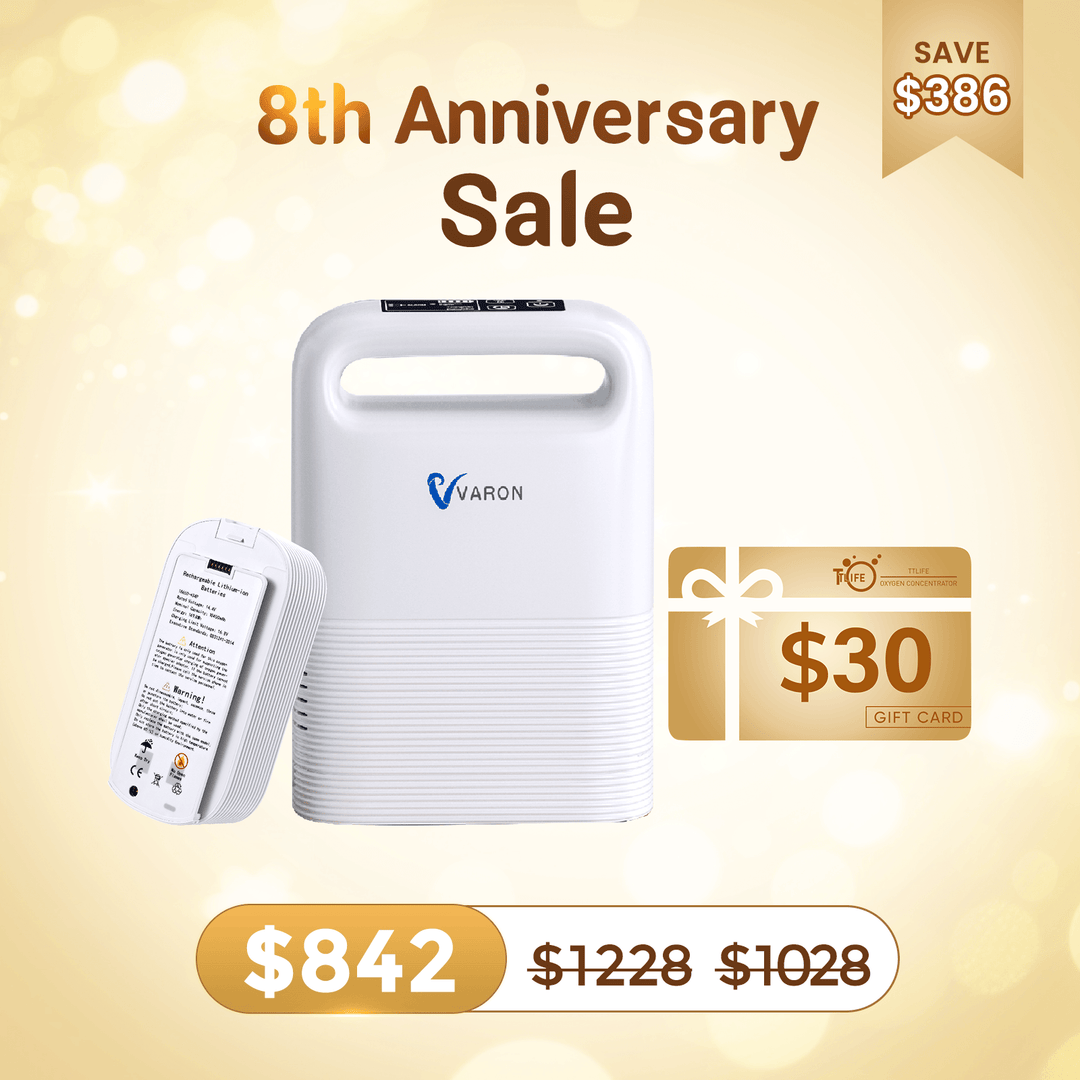 VARON 1-5L/min Pulse Flow Portable Oxygen Concentrator NT-02✨8 Cell/16 Cell Battery