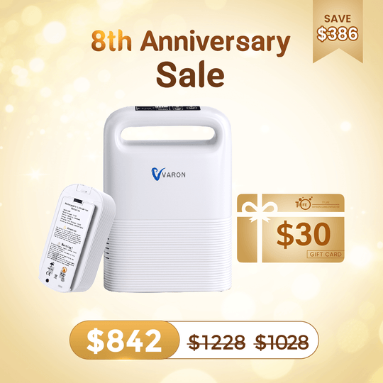 VARON 1-5L/min Pulse Flow Portable Oxygen Concentrator NT-02✨8 Cell/16 Cell Battery
