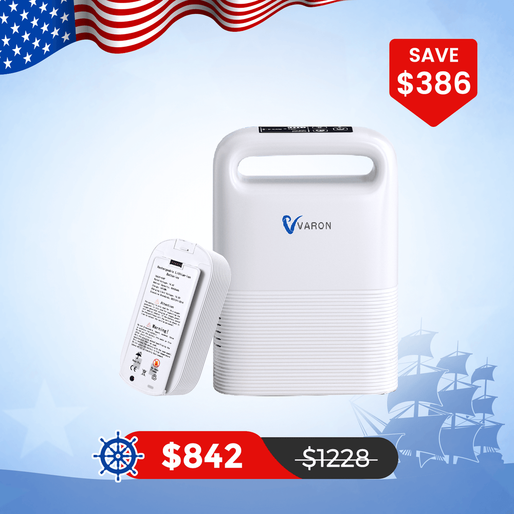 VARON 1-5L/min Pulse Flow Portable Oxygen Concentrator NT-02✨8 Cell/16 Cell Battery