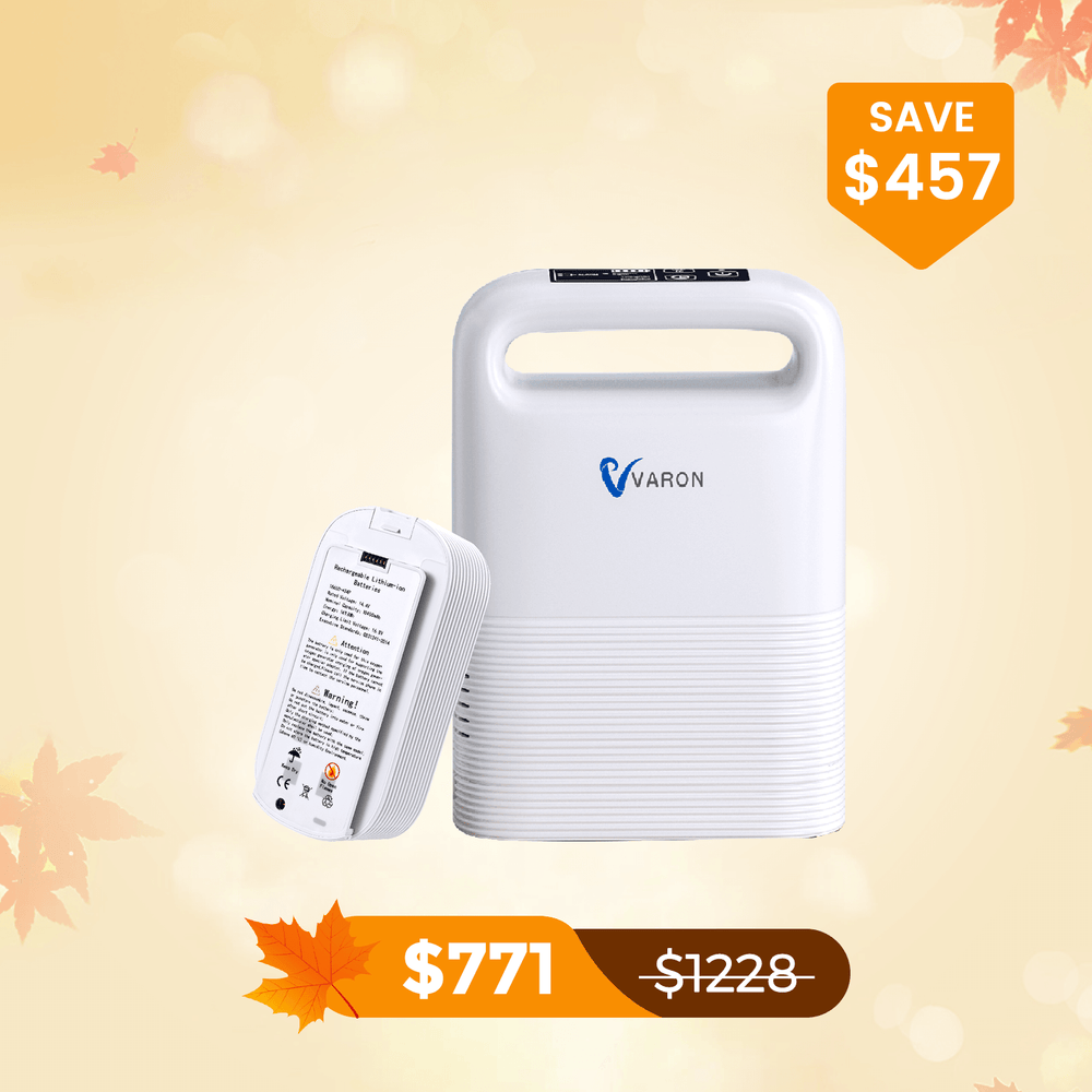 VARON 1-5L/min Pulse Flow Portable Oxygen Concentrator NT-02✨8 Cell/16 Cell Battery